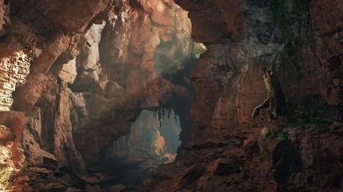 Massive Cave With Small Cave Inside Illustrazione stock