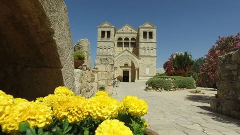 Massive Church Standing in Background Stock Footage 77769809