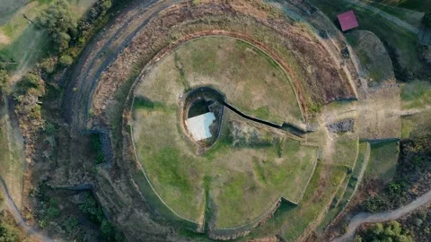 Massive Circular Pyramid, Stunning Drone View, Cuicuilco Mexico, Ancient Ruin 4K Stock Footage 243697365