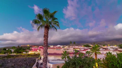 Massive clouds moving at sunset time. Timelapse of nature in Tenerife, Spain Stock Footage 150907623