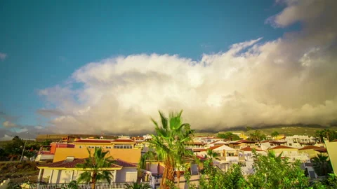 Massive clouds moving at sunset time. Timelapse of nature in Tenerife, Spain Stock Footage 150907631
