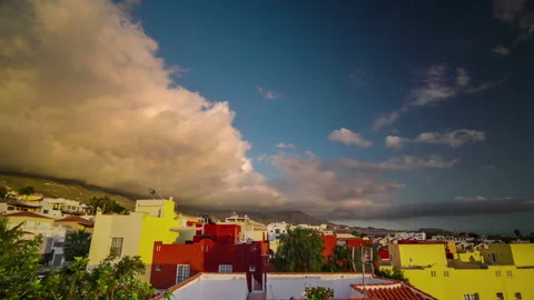 Massive clouds moving at sunset time. Timelapse of nature in Tenerife, Spain Stock Footage 150907854