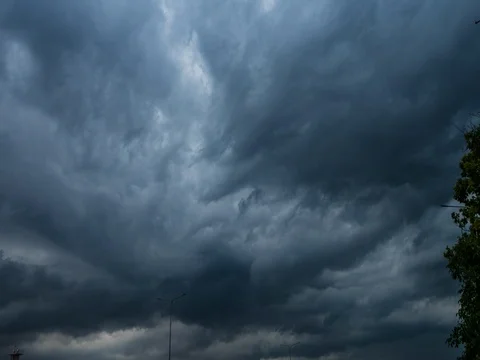 Massive clouds passing during thunder Stock Footage 78734361