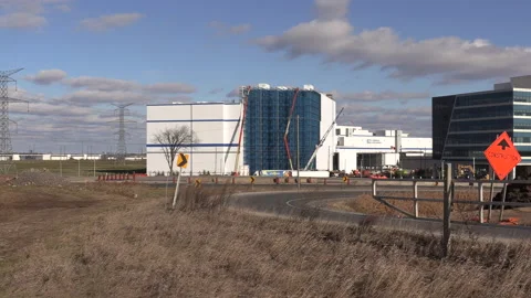 Massive cold storage building under construction Stock Footage 144121924