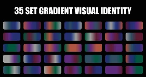 A massive collection of colorful gradients featuring thirty five vibrant color Stock Illustration