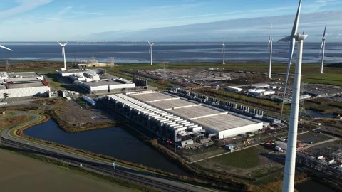 Massive Computing Center Expansion for Cloud Services in Eemshaven Stock Footage 321668800