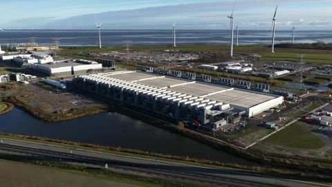 Massive Computing Center Expansion for Cloud Services in Eemshaven Stock Footage 321668903
