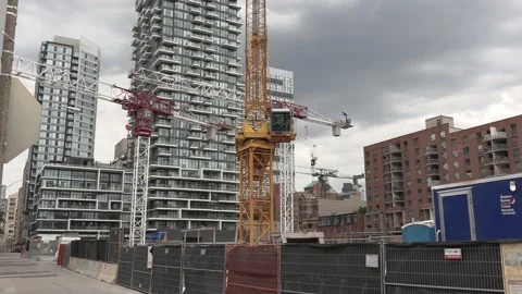 Massive Construction cranes building new condos in downtown Toronto 스톡 동영상 155920170
