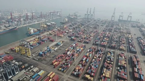 Massive Container Piles, Indonesia 스톡 동영상 79819170