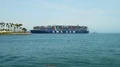 Massive Container Ship Enters Port 4k or 4k+ Resolution