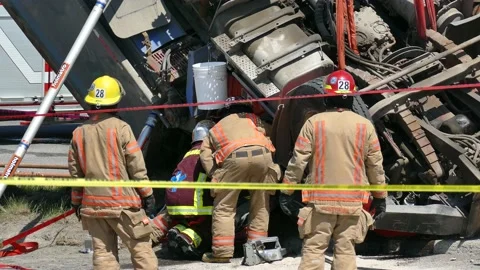 Massive crash scene with first responders Stock Footage 133269187