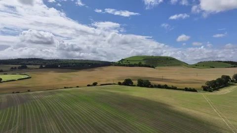 Massive Crop Circle, 4K Drone Clip, Cley Hill Earthwork, Wiltshire, 10 August 23 Stock Footage 270176322