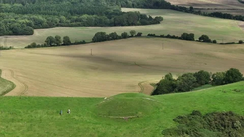 Massive Crop Circle, 4K Drone Clip, Cley Hill Burial Mound, Wiltshire,10 August Stock Footage 270176542