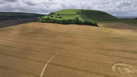 Massive Crop Circle, 4K Drone View Epic, Cley Hill, Wiltshire, 10 August 2023,4K Stock Footage 270176753