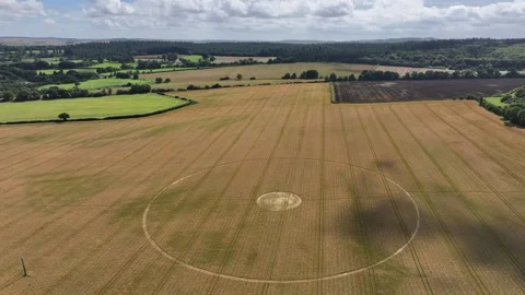Massive Crop Circle, 4K Extended Drone Clip, Cley Hill, Wiltshire 10 August 2023 Stock Footage 270176450