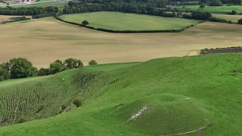 Massive Crop Circle, Drone Clip of Cley Hill Mound, Wiltshire, 10 August 2023,4K Stock Footage 270176485