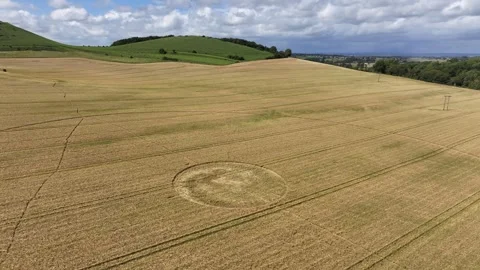 Massive Crop Circle, Extended Drone View, Cley Hill, Wiltshire, 10 August 20234K Stock Footage 270176647