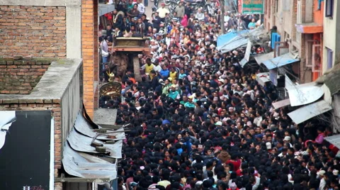 Massive Crowd at Macchindranāth Celebration Stock Footage 49571571