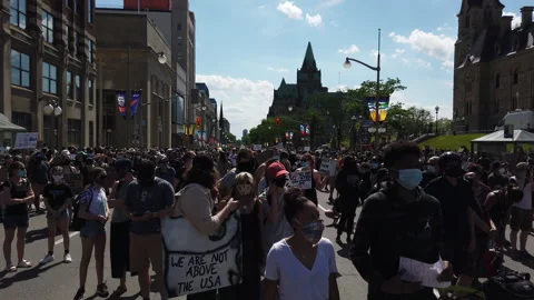 Massive crowd in Ottawa Canada protesting racial injustice Stock Footage 132205500