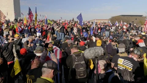 Massive Crowd of Trump Supporters Clapping For Proudboys Washington Monument Stock-Footage 145022667