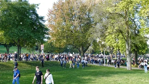 Massive crowd walking Stock Footage 119862182