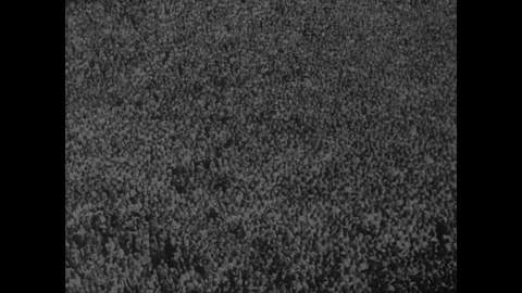 Massive crowds celebrating Germanys triumph are barely held back by Nazi guards Stock Footage 103380675