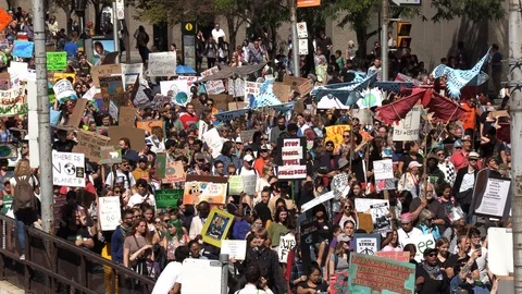 Massive Crowds Of Young People Protest Climate Change In Toronto Stock Footage 116757946
