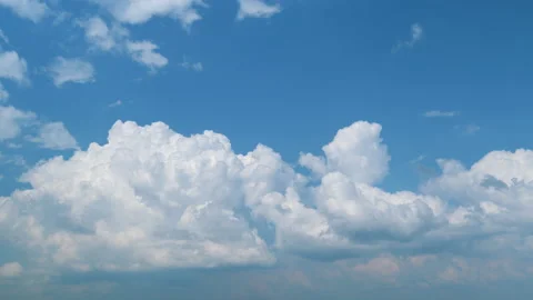 Massive cumulus clouds. Cloudy weather in air of heaven. Fluffy white cloud and Video stock 209609974