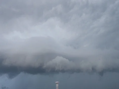 Massive dark clouds and near airport approach before thunderstorm Stock Footage 78733868