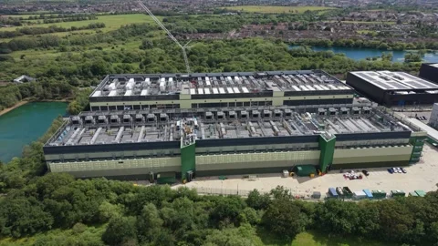 Massive Data Center Campus Aerial View Surrounded by Nature Vídeos de archivo 339053487