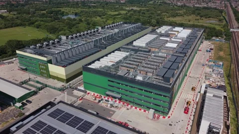 Massive Data Center Campus and Infrastructure From Above During Daytime Stock Footage 339645458