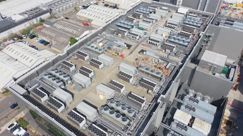 Massive Data Center Complex Aerial View During Daytime Stock Footage 337527638