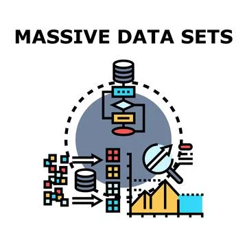 Massive data sets processing and analysis concept Stock Illustration
