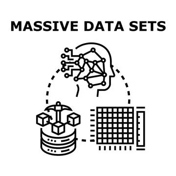 Massive data sets processing concept with artificial intelligence brain Illustrazione stock