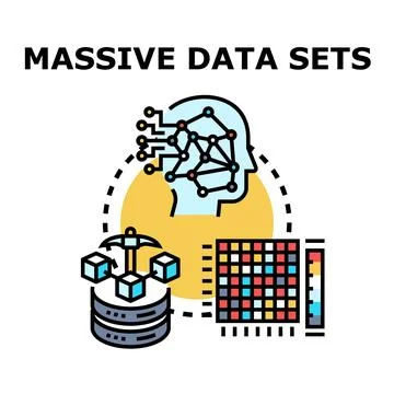 Massive data sets processing concept with artificial intelligence brain Stock Illustration