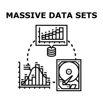Massive data sets processing storage and analysis concept Stock Illustration
