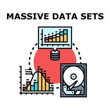 Massive data sets processing storage and analysis concept Stock Illustration