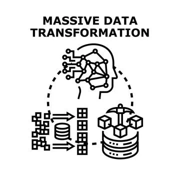 Massive data transformation process with artificial intelligence and analytic 스톡 일러스트