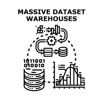 Massive dataset warehousing and big data analysis processing イラスト素材