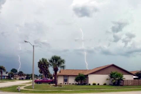 Massive daytime lightning strike Stock Photos