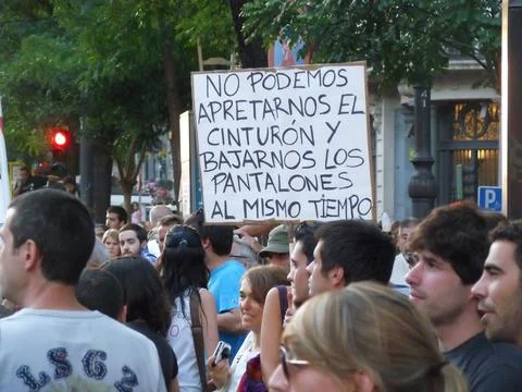 Massive demonstration. 15-O protests, Madrid. 15M Stock Photos