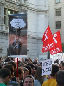 Massive demonstration. 15-O protests, Madrid. 15M Stock Photos