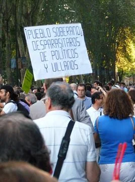 Massive demonstration. 15-O protests, Madrid. 15M Stock Photos