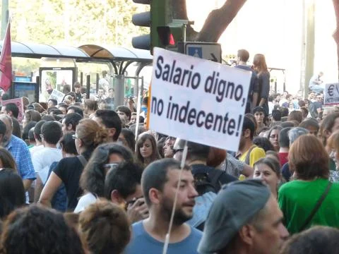 Massive demonstration. 15-O protests, Madrid. 15M Stock Photos