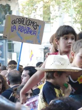 Massive demonstration. 15-O protests, Madrid. 15M Stock Photos