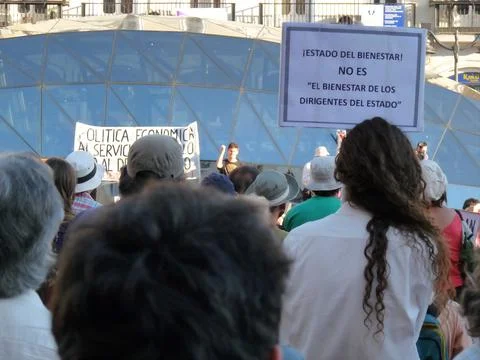 Massive demonstration. 19-J protests, Madrid. 15M Stock Photos