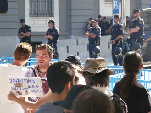 Massive demonstration. 19-J protests, Madrid. 15M Stock Photos