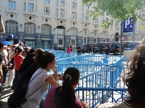 Massive demonstration. 19-J protests, Madrid. 15M Stock Photos