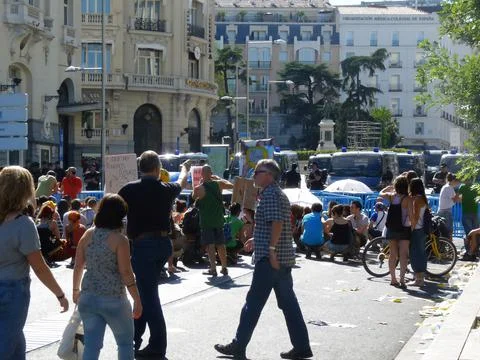 Massive demonstration. 19-J protests, Madrid. 15M Stock Photos