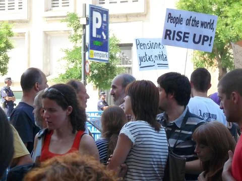 Massive demonstration. 19-J protests, Madrid. 15M Stock Photos
